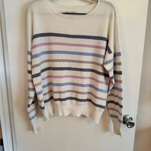 Design History Gray Pink Periwinkle Striped Women's Sweater XL